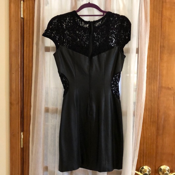 Guess Faux Leather and Lace Fitted Dress - Picture 4 of 6